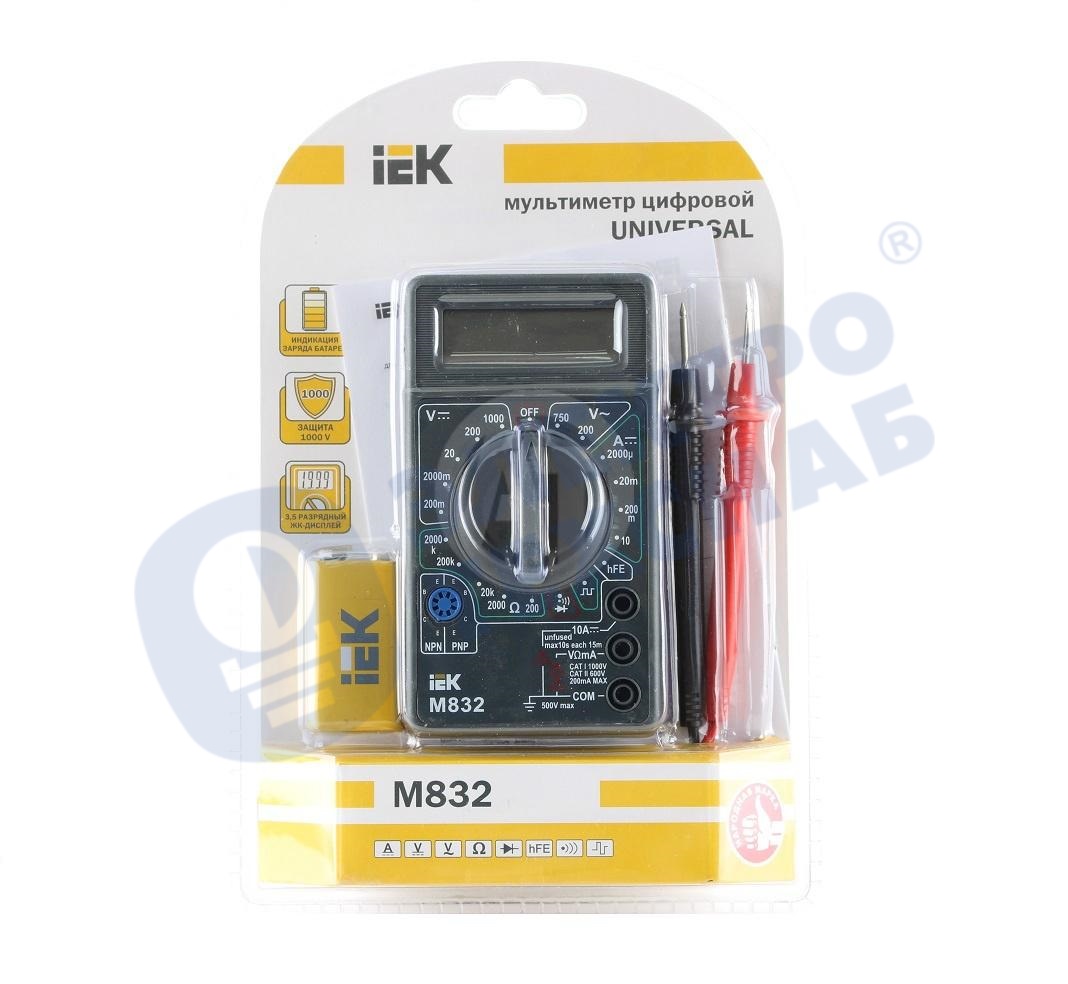 картинка Мультиметр цифровой Universal M832 IEK от магазина Стройсан